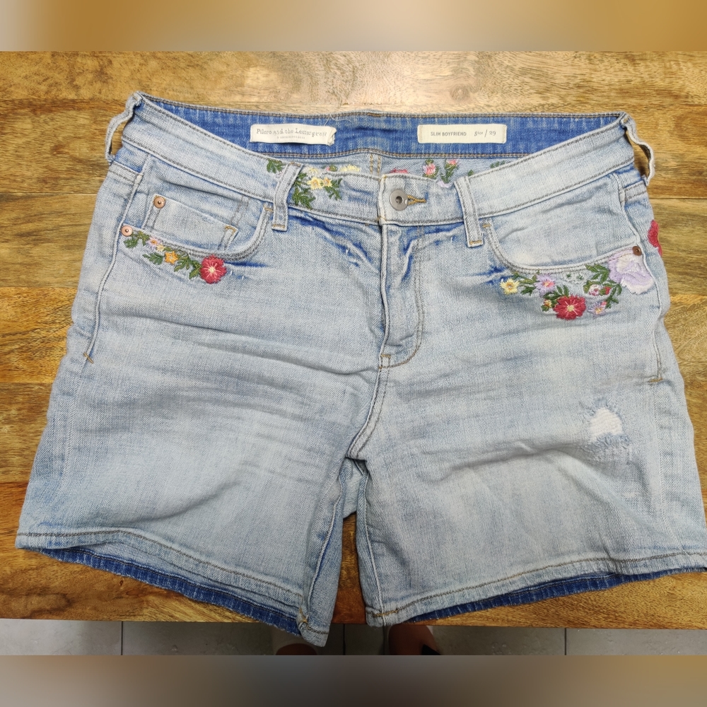 Pilcro Embroidered Boyfriend Shorts